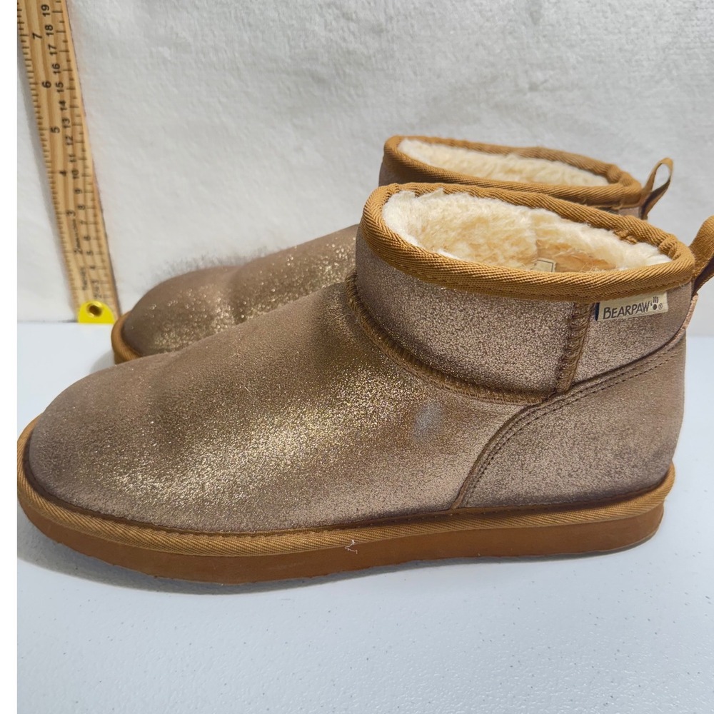 Bearpaw Glitter Sparkle classic Mini Ankle Boots Women US 10 Cozy Lined‎ Shoes